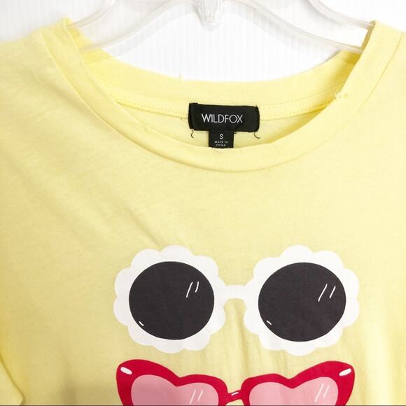 Wildfox Yellow Sunnies Keke Sunglasses Graphic Tee NWT Small - Picture 4 of 10